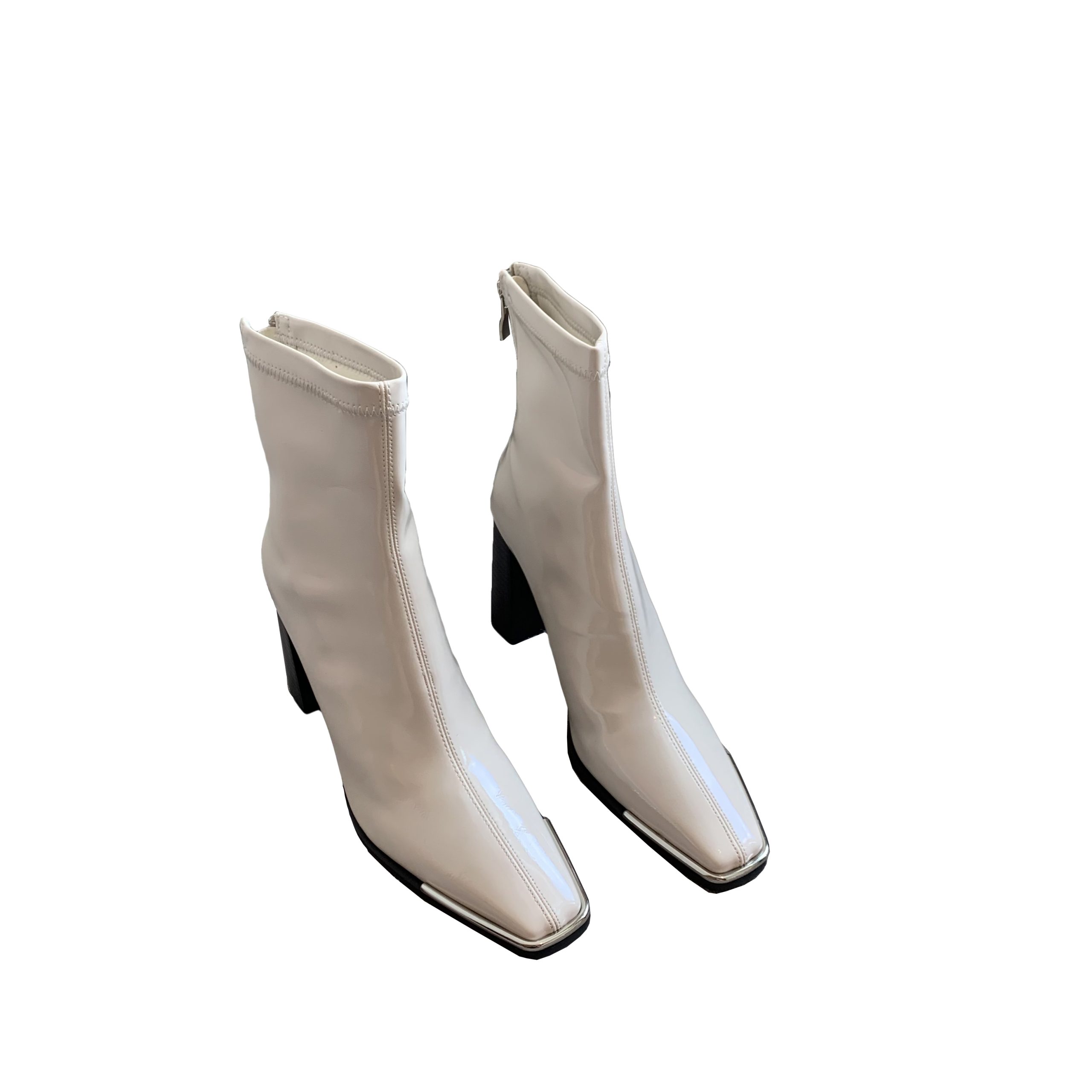BUBUFLY Women's Patent Leather Short Boots 2024 New European Style High Heel Chunky Heel Square Toe Ankle Boots - Image 5