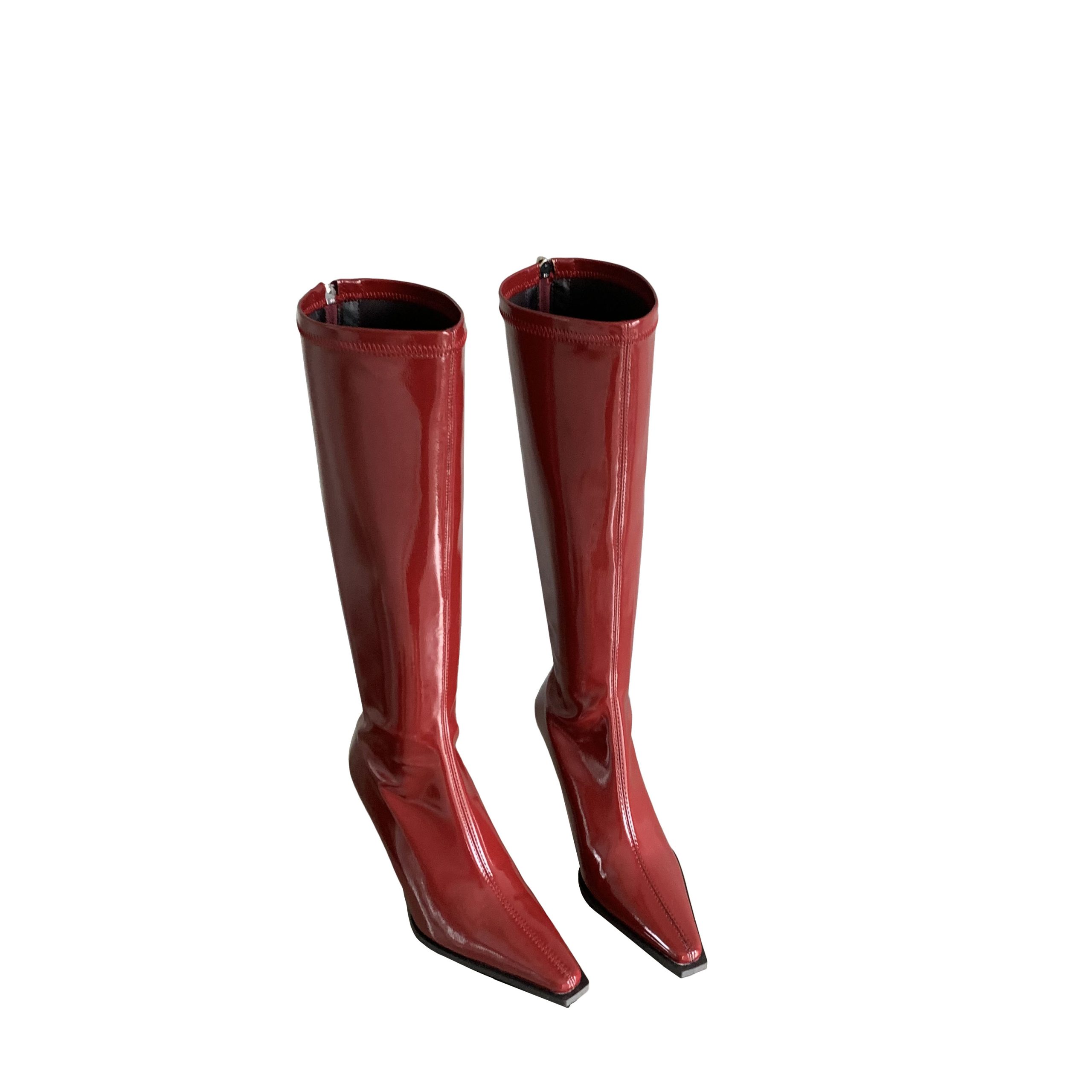 BUBUFLY Women's Patent Leather Pointed Toe High Heel Over-the-Knee Boots 2024 Fall - Image 5
