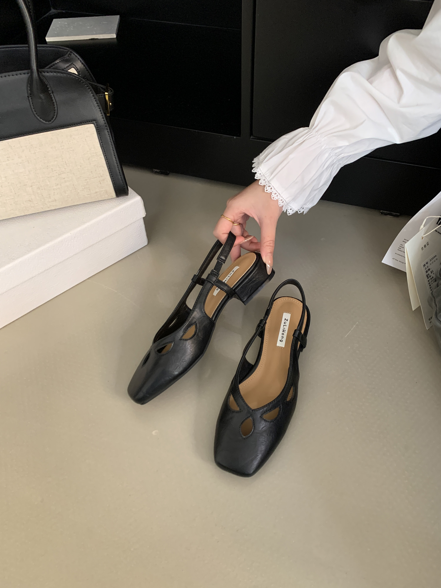 2025 Spring Summer New Fashion Retro Mary Jane Shoes for Women Square Toe Chunky Heel Side Open Strap PU Leather - Image 4