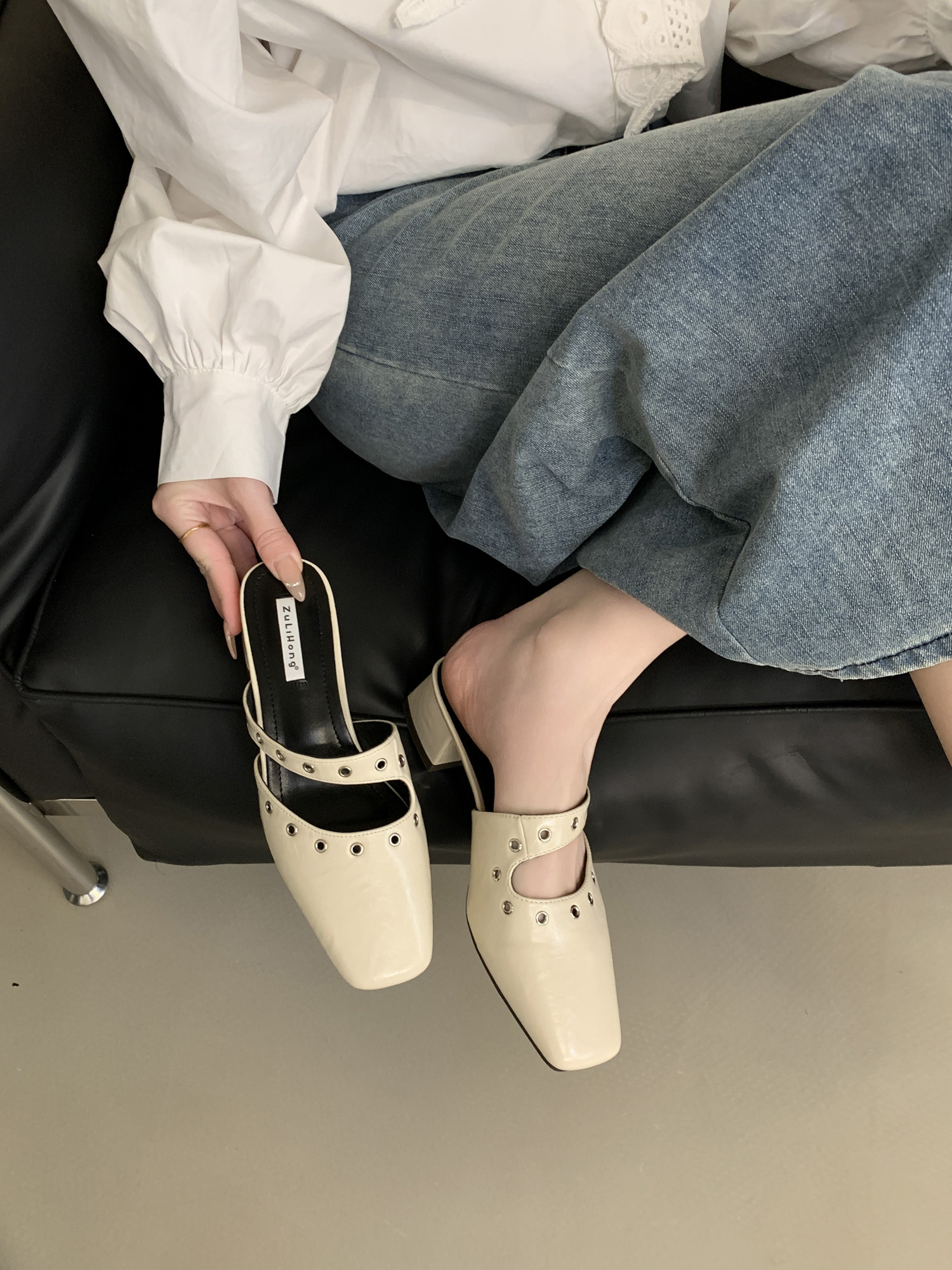 Retro Chunky Heel Mary Jane Slippers for Women 2025 Spring Summer New Style Casual Square Toe Loafers - Image 2