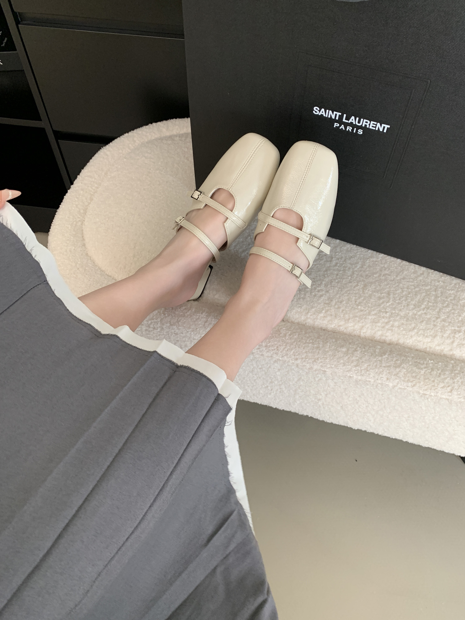 Women's Mary Jane Shoes Chunky Heel Slip On Square Toe 2025 New Fashion Korean Style - Image 3