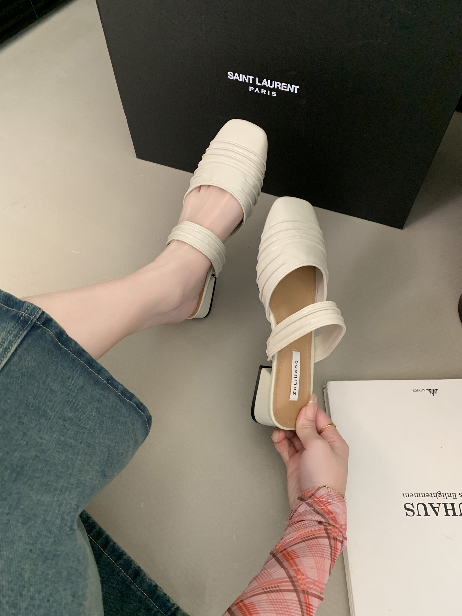 Elegant Square Toe Mary Jane Slippers for Women 2025 New Style Chunky Heel PU Leather Slip-On Sandals - Image 3