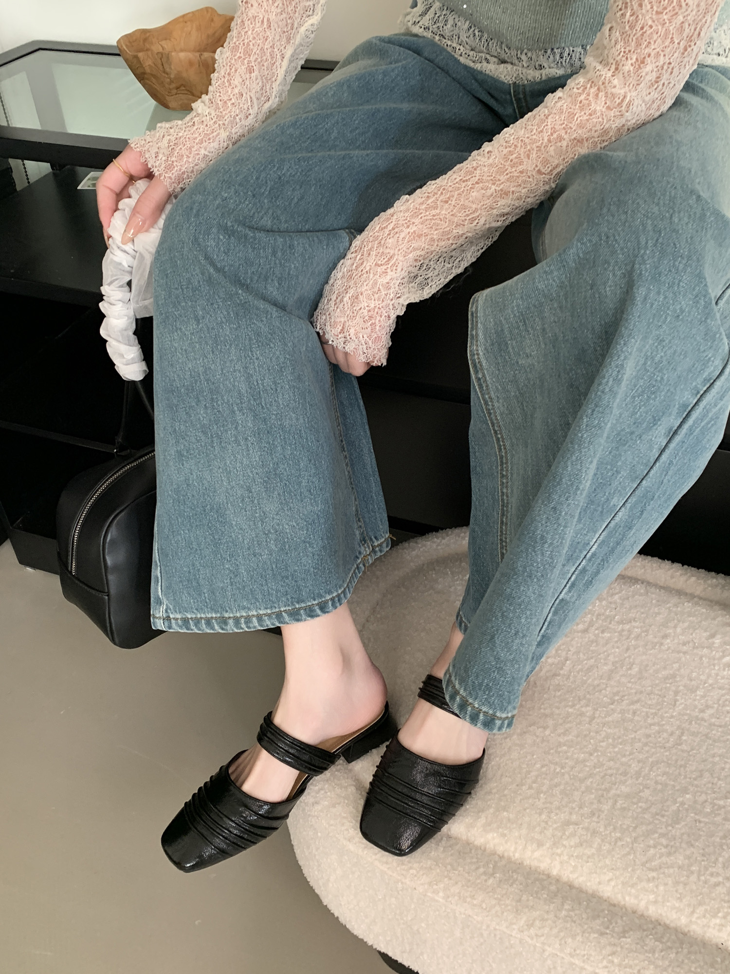 Elegant Square Toe Mary Jane Slippers for Women 2025 New Style Chunky Heel PU Leather Slip-On Sandals - Image 4