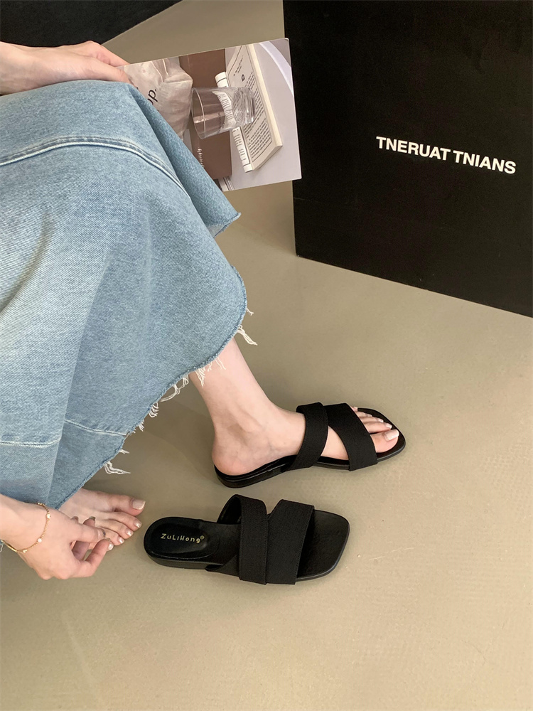 Linen Slippers Women Summer 2025 Vacation Flat Soft Sole Hollow Out One-Strap Beach Sandals - Image 3