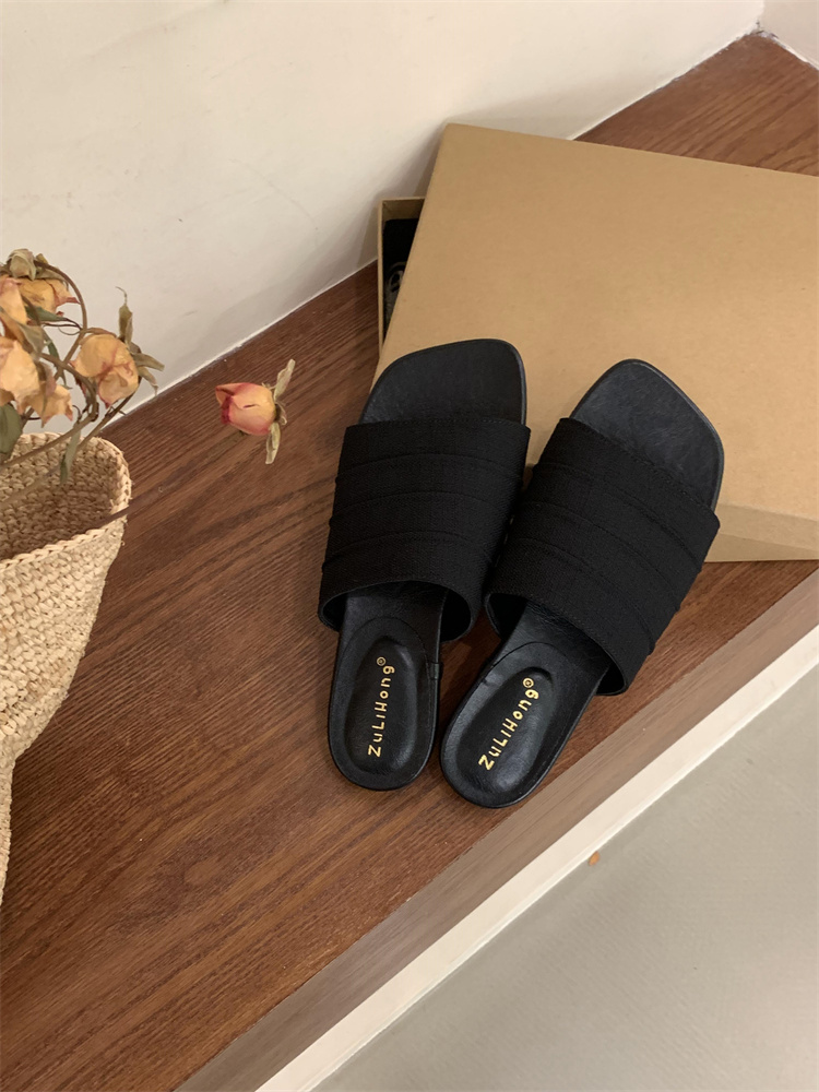 Women's Linen Flat Sandals Summer Beach Slippers Korean Style Quick-Dry Low Wedge - Image 2