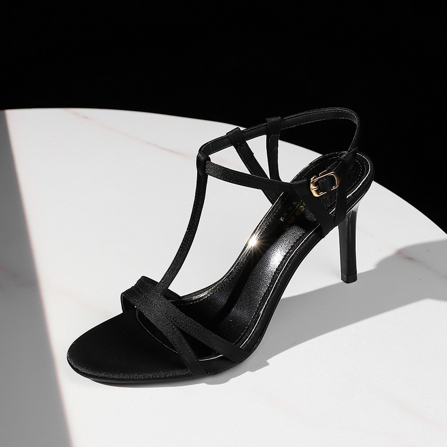 European American Style Elegant High Heel Sandals for Women Thin Heel Open Toe Ankle Strap Sexy Shoes - Image 2
