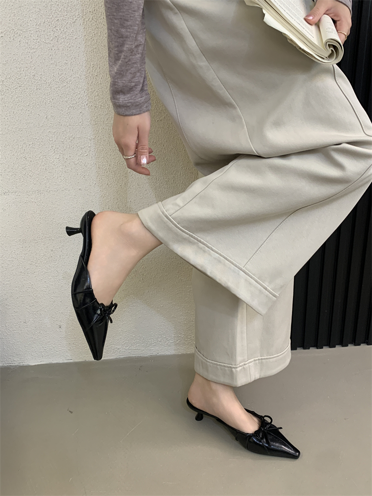 2026 Summer New Style Pointed Toe Bow High Heel Slippers for Women Casual Comfortable Mules - Image 2
