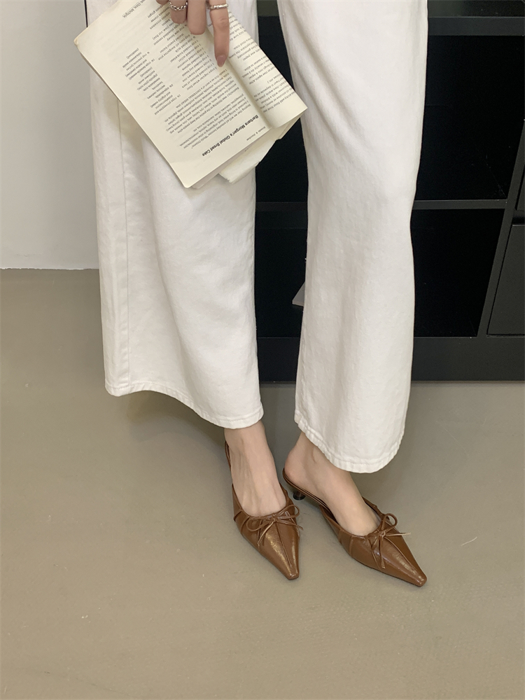 2026 Summer New Style Pointed Toe Bow High Heel Slippers for Women Casual Comfortable Mules - Image 3