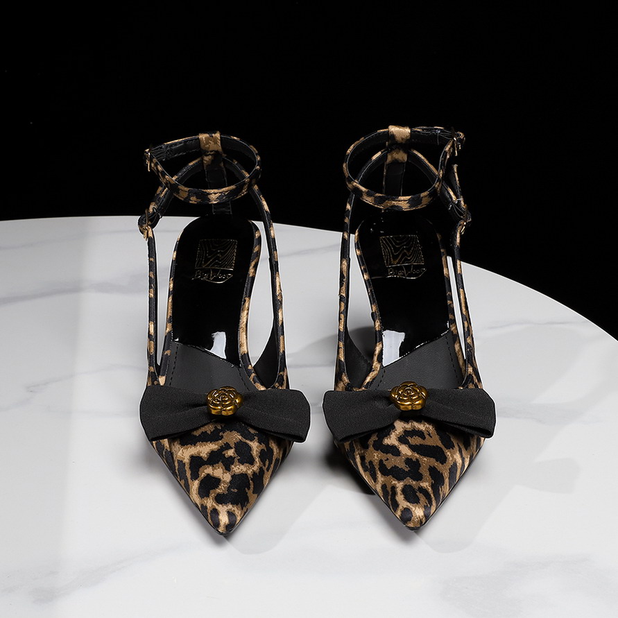Women's Sexy Hollow One-Strap Buckle Metal Flower Butterfly Bow Pointed Toe Low-Cut Thin Heel Shoes - Image 2